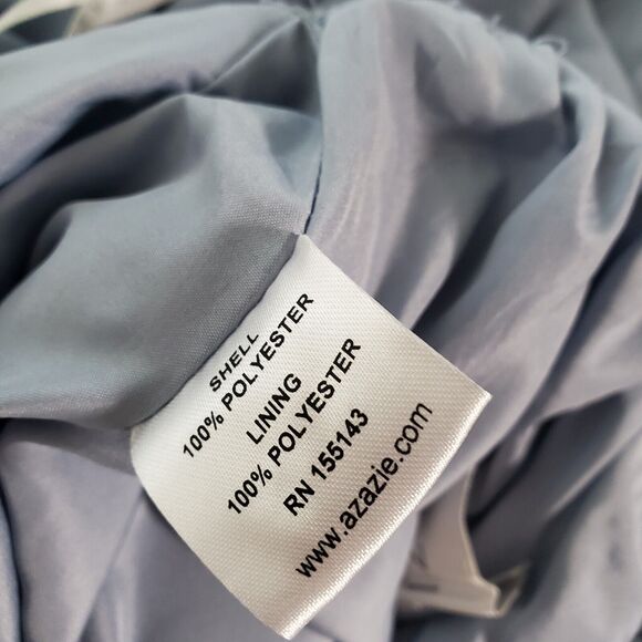 Azazie Gracie Women's Dress Dusty Blue Bridesmaid Wedding Guest Pleated Chiffon - Picture 14 of 15